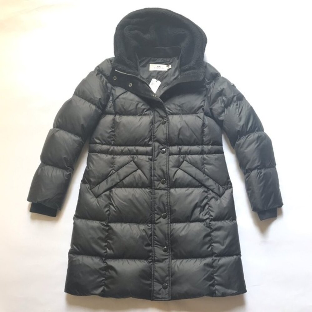 Coach Long Puffer Jacket Coat Black Size Medium